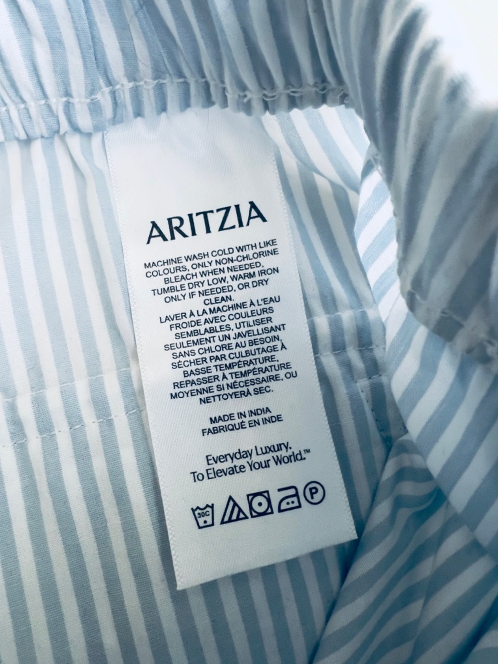 NWT ARITIZIA Light Blue Pinstripe Drawstring Wide-Leg Pants - Small - Picture 5 of 6